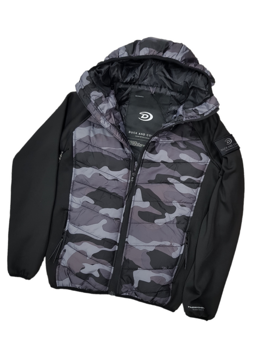 Duck and Cover Men's Dark Camo Ripstop Quilted Jacket