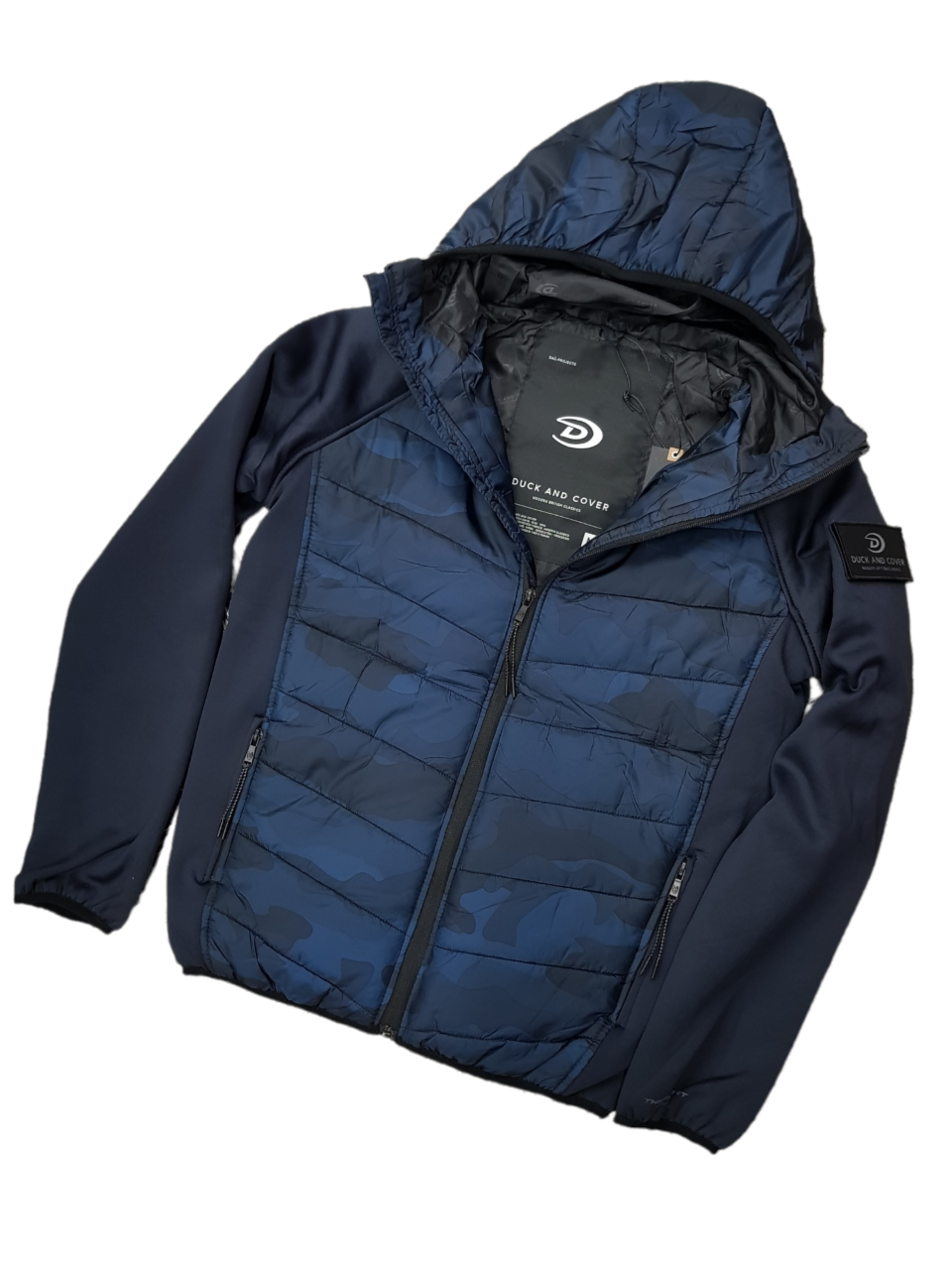 Duck and Cover Men's Navy camo Ripstop Quilted Jacket