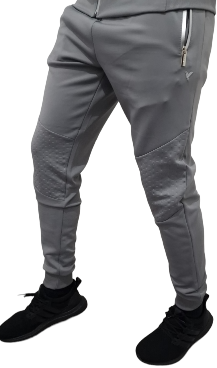 MENS D-ROCK YORKIE FULL ZIP TEXTURED PANELS TRACKSUIT GREY